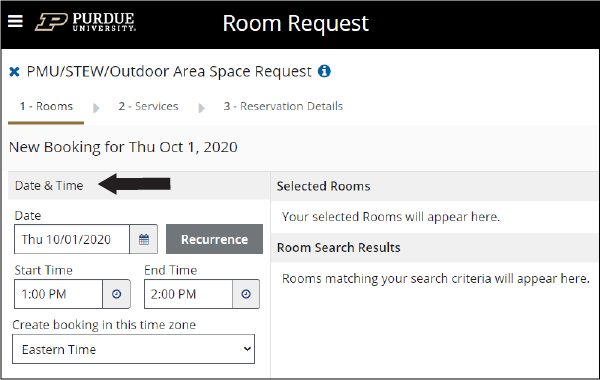 Room Request options on page